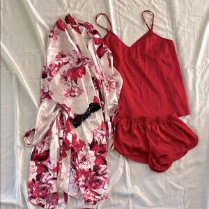 Red Sleepwear Set, satin sleepwear set, size XS, red lingerie, Valentine’s Day